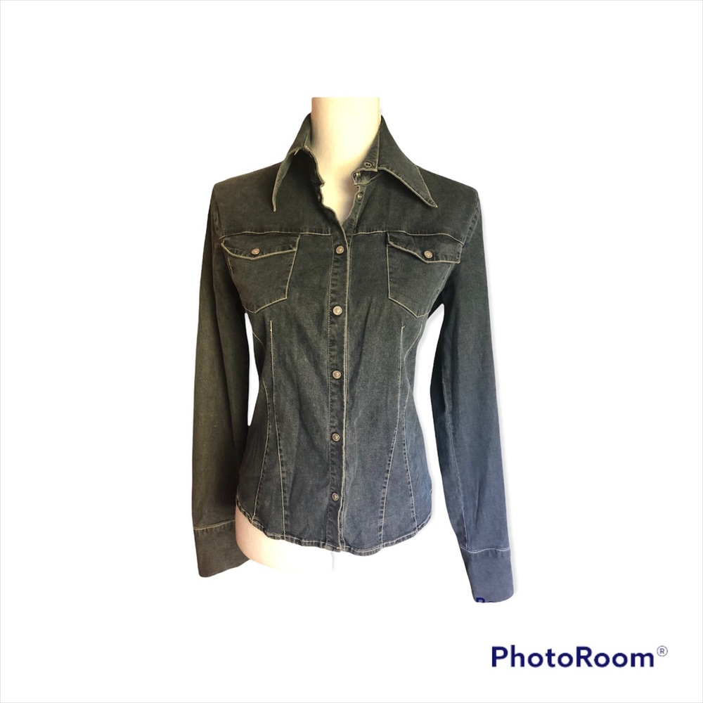 Gianni Versace Denim Button Down Top